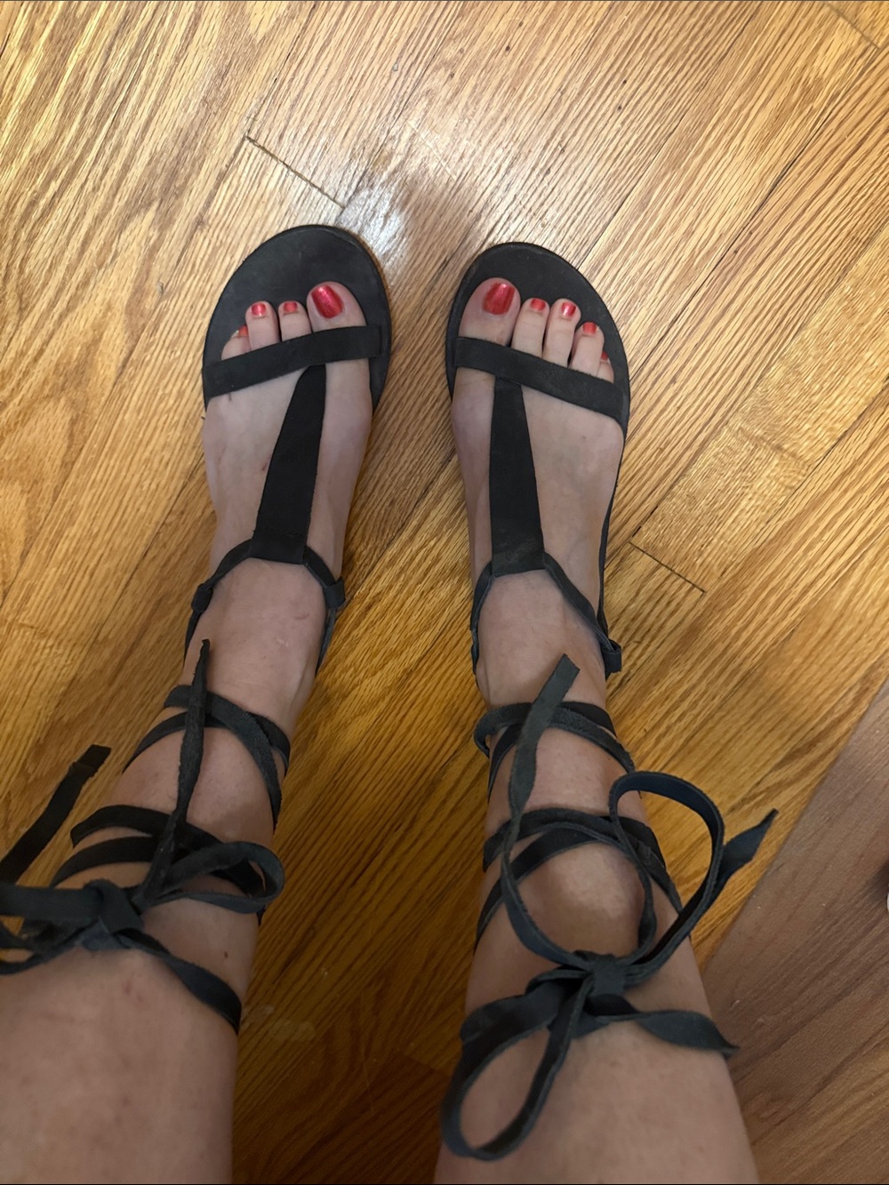 Free People Black Lace-Up Gladiator Sandals Size 38 / 8